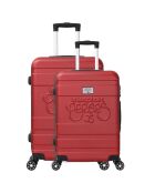 2 Valises Cabine 4 roues doubles Lyra 42/55 cm bordeaux