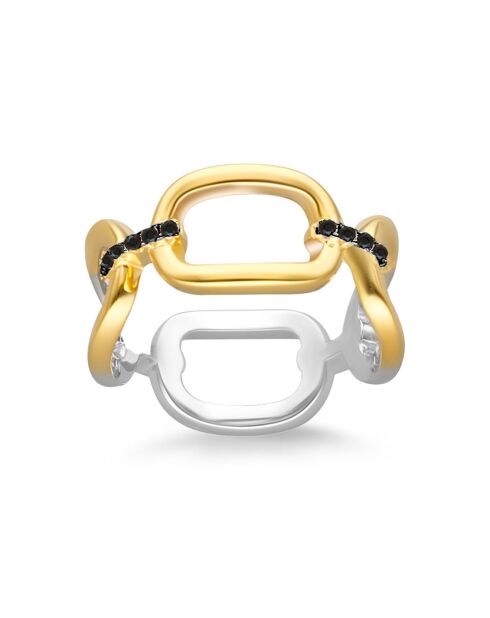 Bague Olga en Argent doré & Oxyde de Zirconium noir