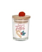 2 velas con tapa de madera, borla, blanco/rojo