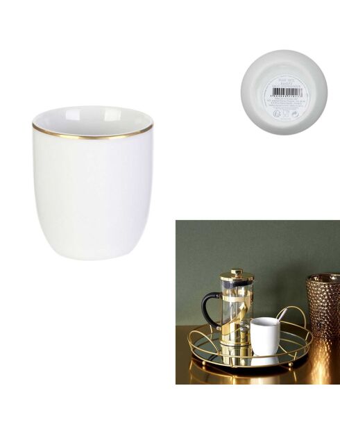 2 Tasses liseré blanc/doré - D.7.4x8.3 cm