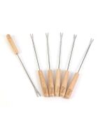 6 Piques à fondue bois/inox