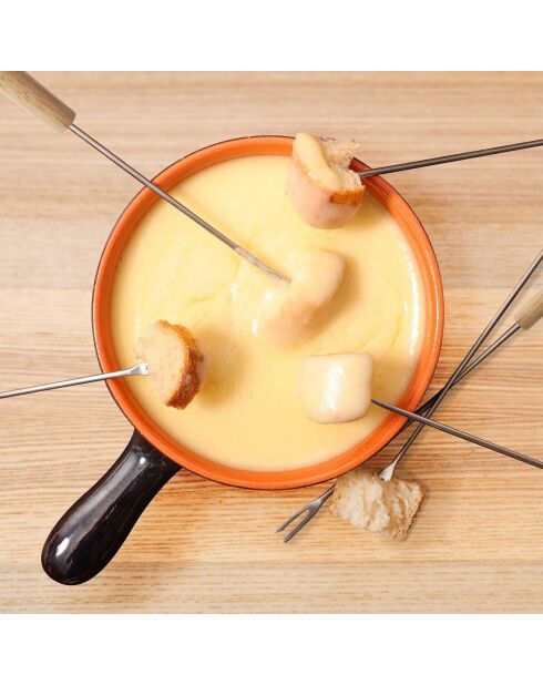 6 Piques à fondue bois/inox