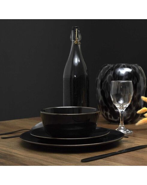 2 Assiettes dessert liseré noir/doré - D.20.2 cm
