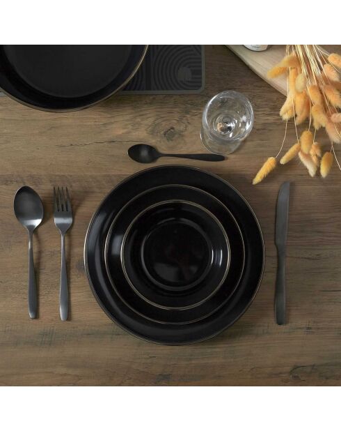 2 Assiettes dessert liseré noir/doré - D.20.2 cm