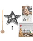 Caja de postre de árbol de Navidad de acero inoxidable/madera