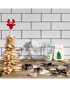 Caja de postre de árbol de Navidad de acero inoxidable/madera