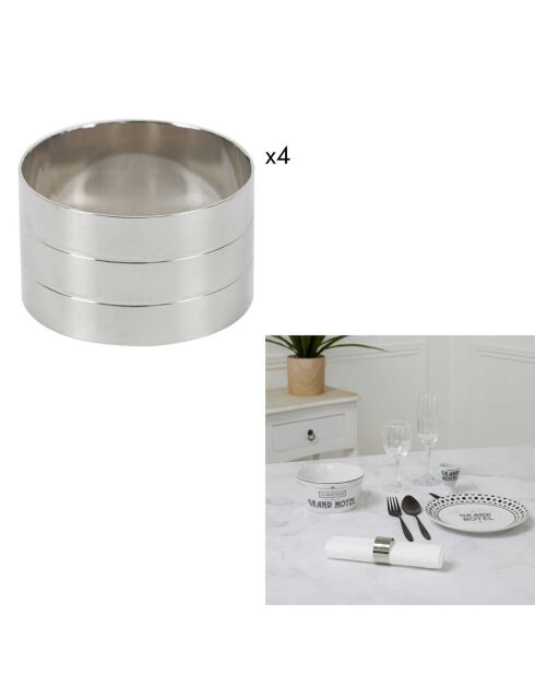 4 Ronds de serviette argentés