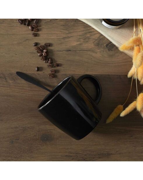 2 Mugs liseré noir/doré - D.9.4x9.9 cm