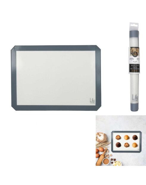 Tapis de cuisson et de patisserie blanc/gris/clair - 42x30 cm