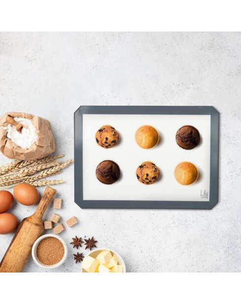 Tapis de cuisson et de patisserie blanc/gris/clair - 42x30 cm