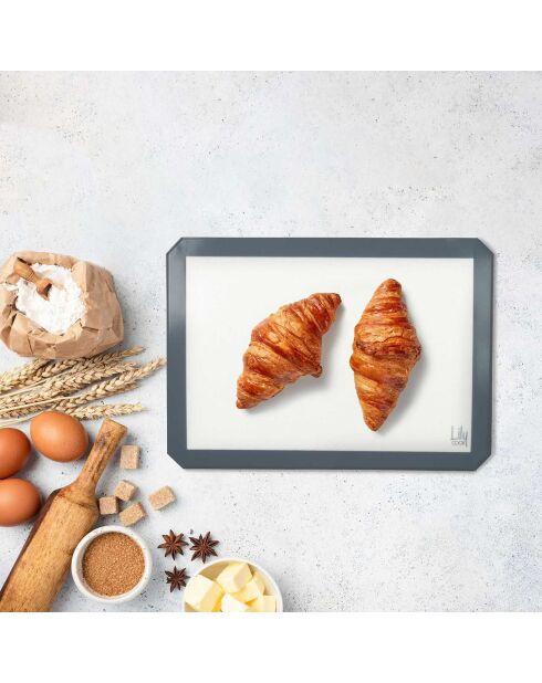 Tapis de cuisson et de patisserie blanc/gris/clair - 42x30 cm