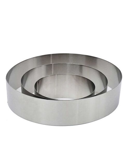 3 Cercles pâtissier argentés - 10x4.5 cm