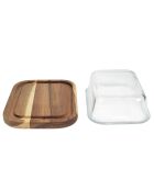 Beurrier en verre et acacia natural