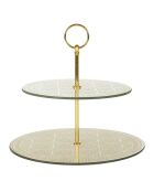 Serviteur décoratif 2 étages doré - 25x25x20 cm