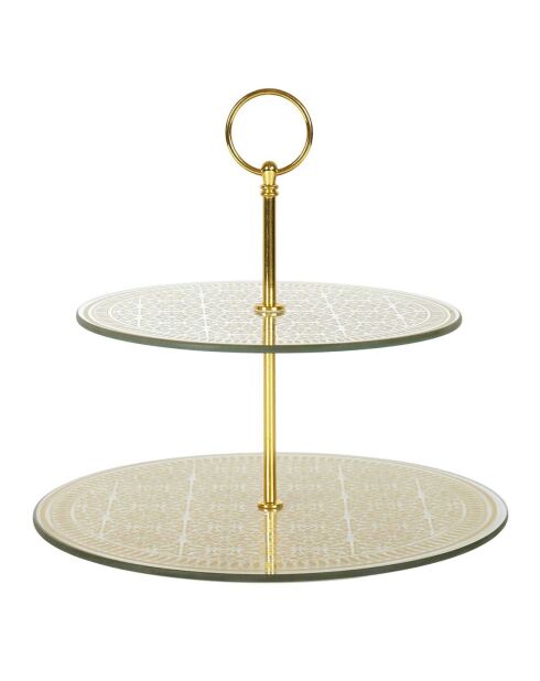 Serviteur décoratif 2 étages doré - 25x25x20 cm
