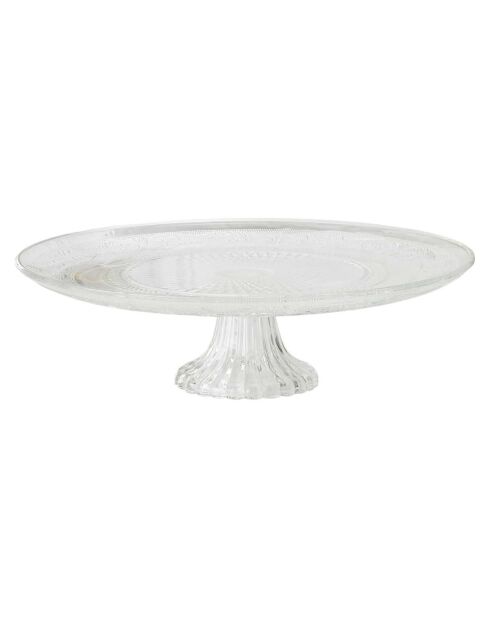 Plat de présentation en verre ciselé transparent - 33x9.5x33 cm