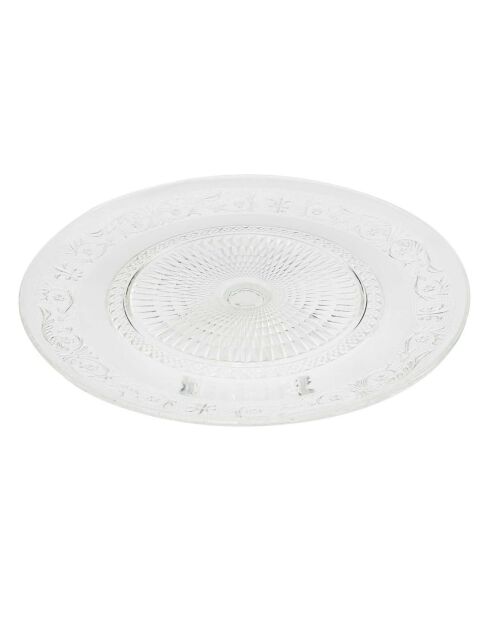Plat de présentation en verre ciselé transparent - 33x9.5x33 cm