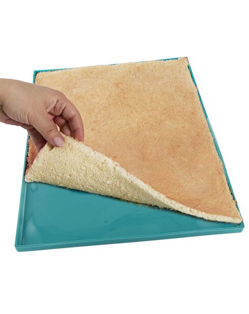 Coffret moule à buche et plaque genoise argenté/bleu