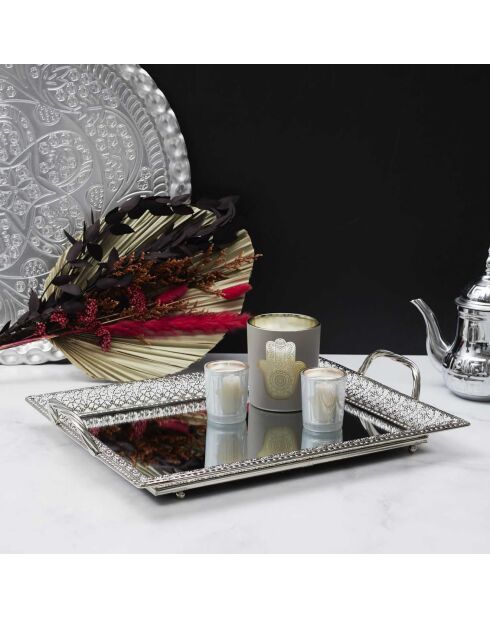 Plateau de service miroir argenté - 42.8x7x32 cm
