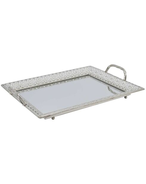 Plateau de service miroir argenté - 42.8x7x32 cm