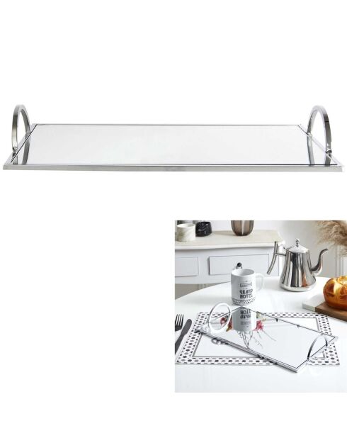 Plateau de service miroir inox - 35x5x20 cm