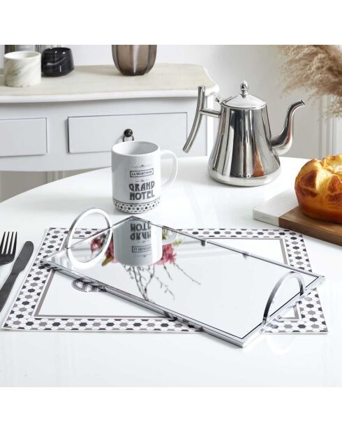 Plateau de service miroir inox - 35x5x20 cm