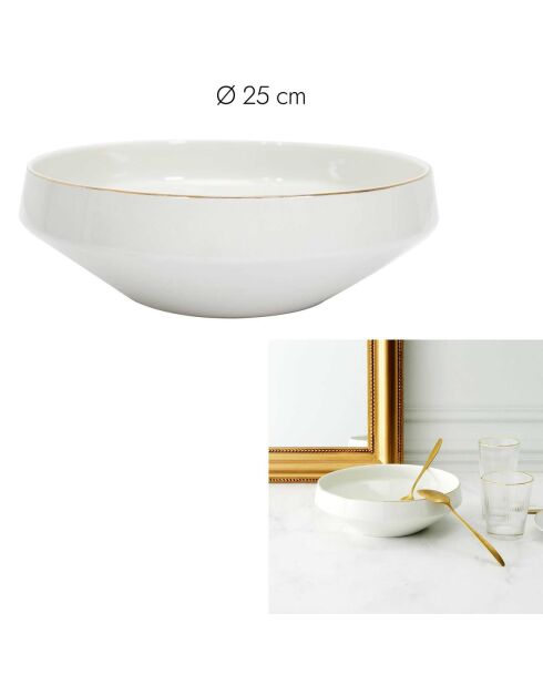 Saladier en porcelaine liseré blanc - 25x8.8x25 cm