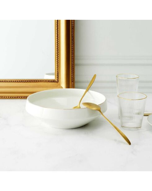 Saladier en porcelaine liseré blanc - 25x8.8x25 cm