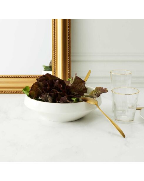 Saladier en porcelaine liseré blanc - 25x8.8x25 cm