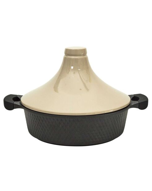 Plat de tajine induction beige/noir - 25x28x28 cm