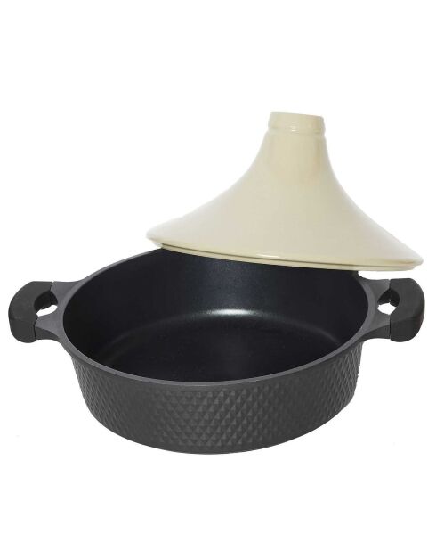 Plat de tajine induction beige/noir - 25x28x28 cm