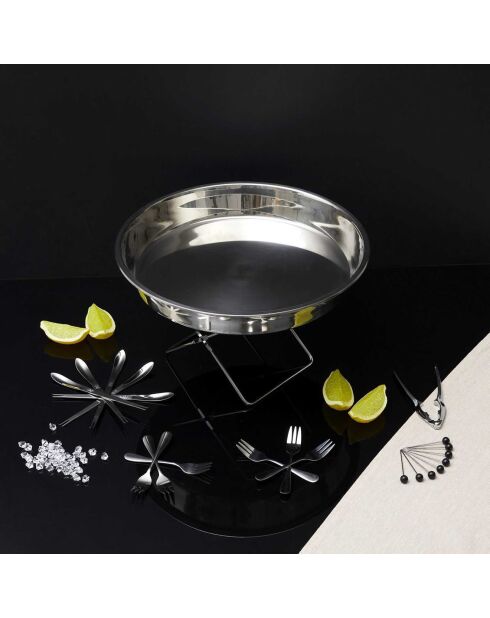 Plateau de service fruit de mer + 22 accessoires argenté