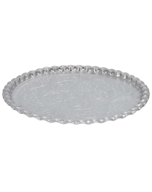 Plateau décoratif argenté - D.47.5 cm