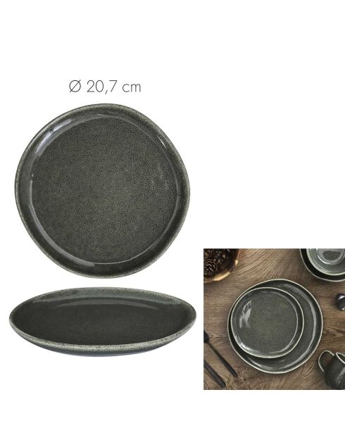 4 Assiettes Black forest noires - D.20.7x1.9 cm