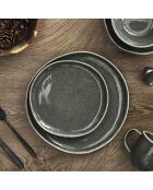 4 Assiettes Black forest noires - D.20.7x1.9 cm