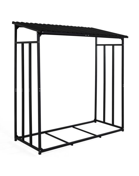 Abri-bûches 3 stères avec housse de protection zippable noir - 185x70/90x170/185 cm