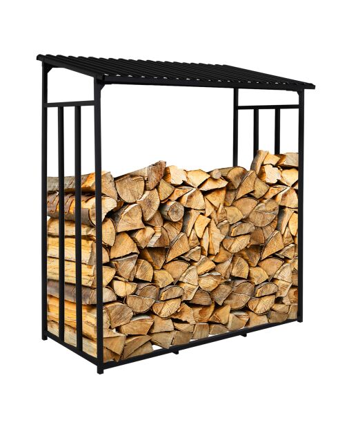 Abri-bûches 3 stères avec housse de protection zippable noir - 185x70/90x170/185 cm