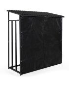 Abri-bûches 3 stères avec housse de protection zippable noir - 185x70/90x170/185 cm