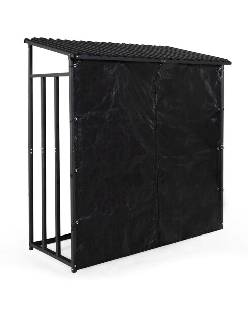 Abri-bûches 3 stères avec housse de protection zippable noir - 185x70/90x170/185 cm