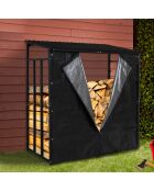 Abri-bûches 3 stères avec housse de protection zippable noir - 185x70/90x170/185 cm