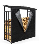 Abri-bûches 3 stères avec housse de protection zippable noir - 185x70/90x170/185 cm