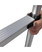 Echelle télescopique en aluminium argentée - 48x8x77 cm