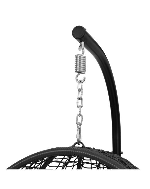 Sedia a uovo sospesa con cuscino incorporato nero/grigio - 93x60x110 cm