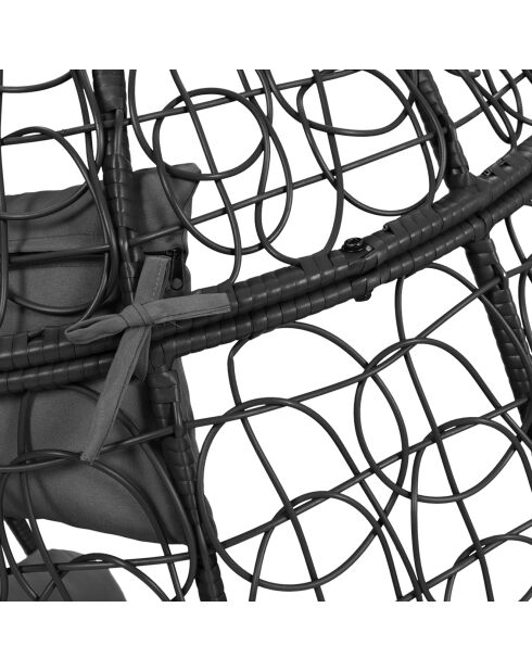 Sedia a uovo sospesa con cuscino incorporato nero/grigio - 93x60x110 cm