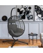 Fauteuil oeuf suspendu avec coussin intégrés noir/gris - 93x60x110 cm