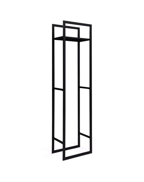 Estante vertical para troncos con estantes negros - 45x30x170 cm