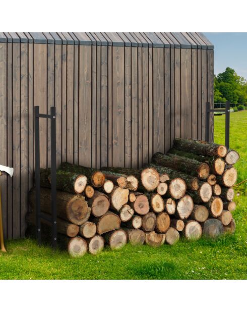 Serre bûches extensible sur pieds grande capacité noire - 95x60/120x24 cm