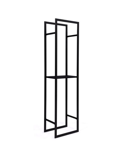 Estante vertical para troncos con estantes negros - 45x30x170 cm