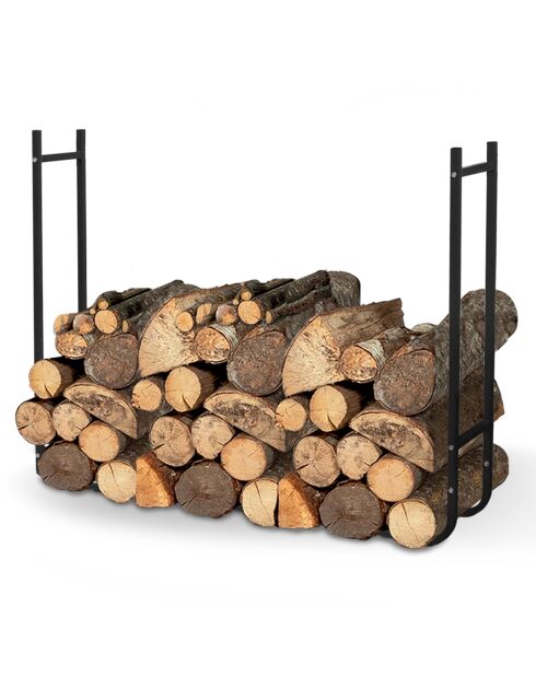 Serre bûches extensible sur pieds grande capacité noire - 95x60/120x24 cm