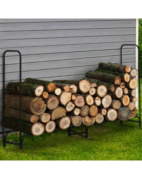 Serre bûches sur pieds grande capacité avec housse noire - 200x34x115 cm
